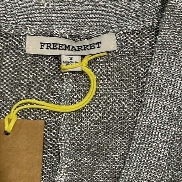 Free Market Women Jacket Small Silver Metallic Thread Foil Knit Contemporary - Picture 9 of 11